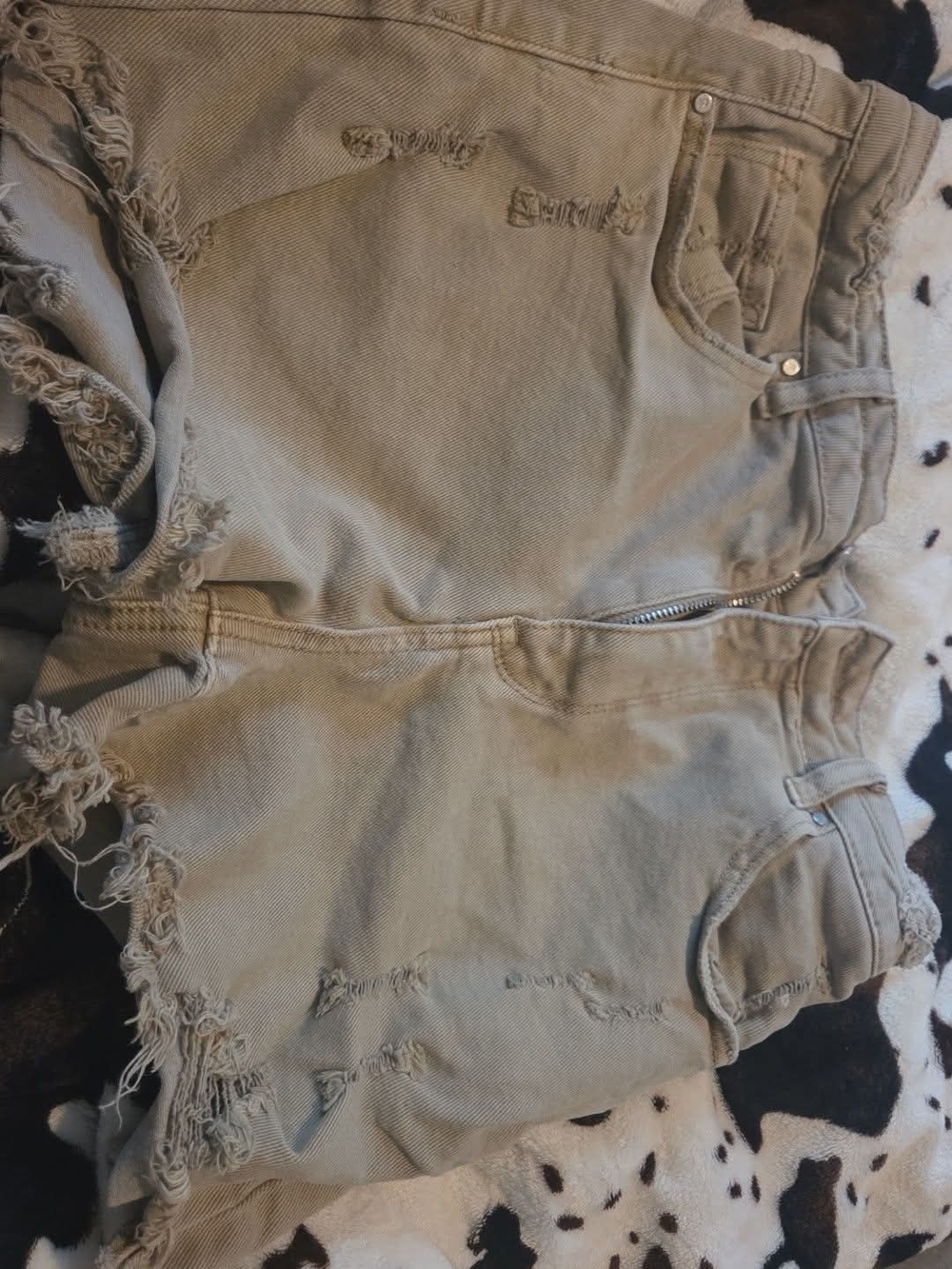 Wild Rose Olive Green Distressed Denim Shorts
